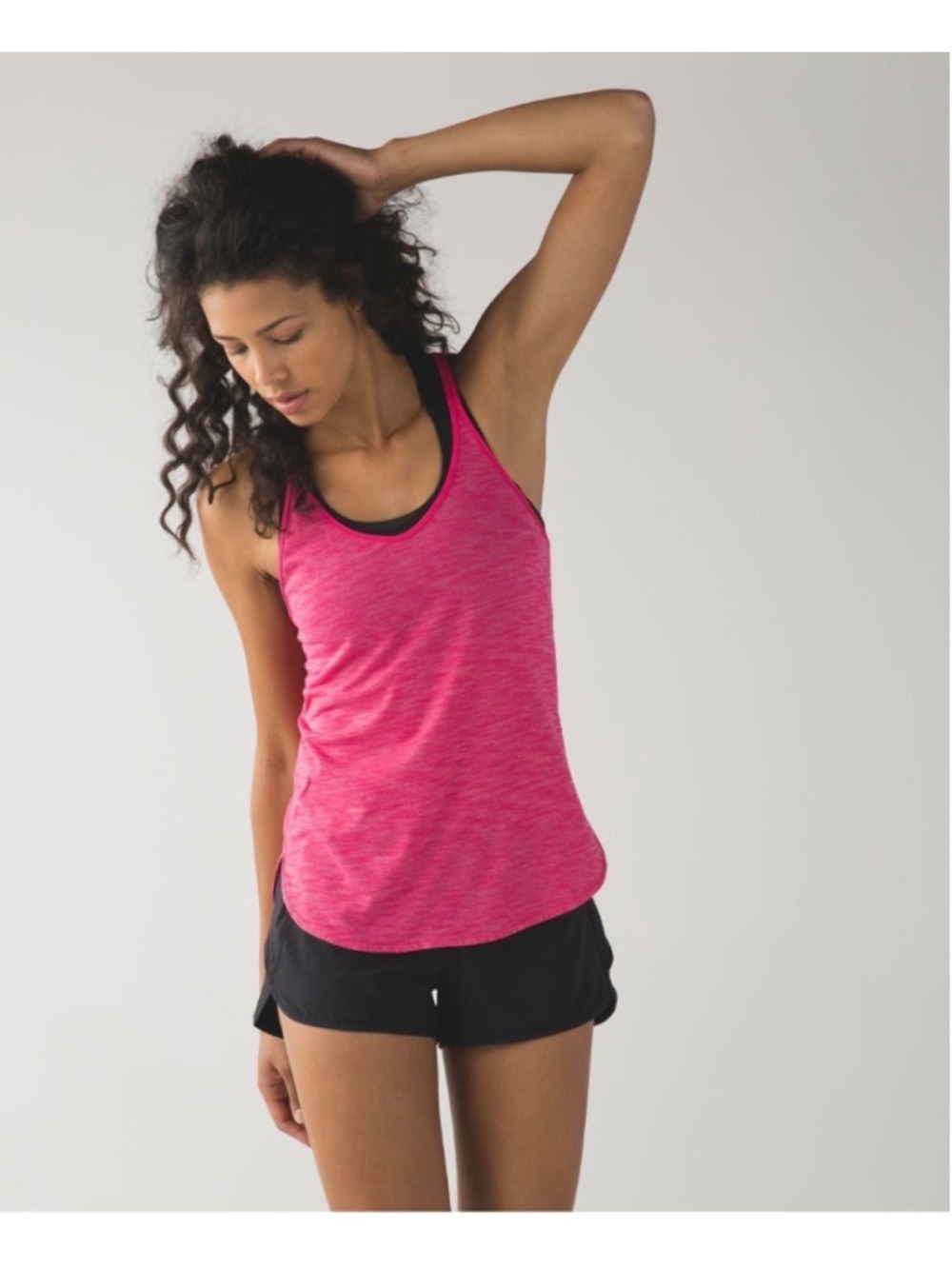 Women's Lululemon What The Sport Singlet II Tank Top in Heathered Bon Bon, Sz 12